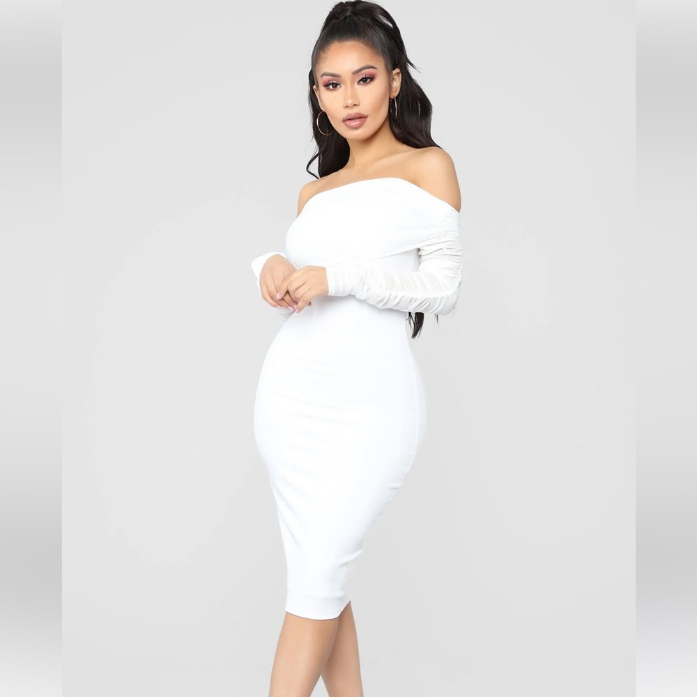 Off shoulder white mini dress
